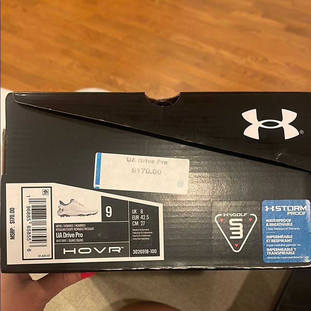 Under Armour HOVR Golf Shoes - Black and White